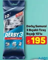 DERBY SAMURAİ 3 BIÇAKLI TIRAŞ BIÇAĞI 10'LU